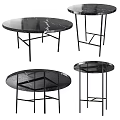 Sleek Modern Round Black Marble Coffee Table With Geometric Metal Frame 3d model