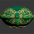 Ancient Spherical Weapon With Green Gold Finish Intricate Patterns And Leaf Decorations 3d model