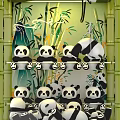 Fun Interactive Area with Cute Panda Dolls and Bamboo Background for Kids Play