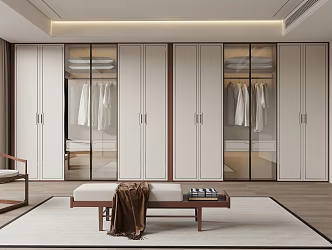 New Chinese Style Wardrobe Glass Cabinet Finished Wardrobe 3d model