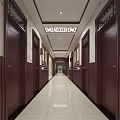 Chinese Style Corridor With Wooden Doors Carved Ceiling And Decorative Paintings