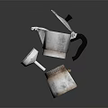 Household Metal Moka Pot With Disassembled Filter And Separated Parts