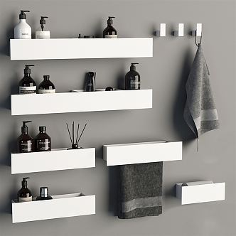 Modern bathroom small pieces of bath products combination 3d model