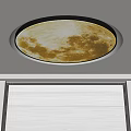 Modern Ceiling Design Featuring Circular Moon Light And LED Strip Accents 3d model