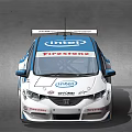 Honda Race Car With Blue And White Intel Branding And Racing Design