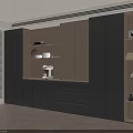 Modern Minimalist Full Wall Wine Cabinet With Built In LED Lights And Large Storage Space