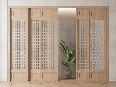 New Chinese-style sliding door 3d model