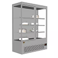 Kitchen Glass Door Refrigerator With Double Doors Multiple Shelves And Stored Items