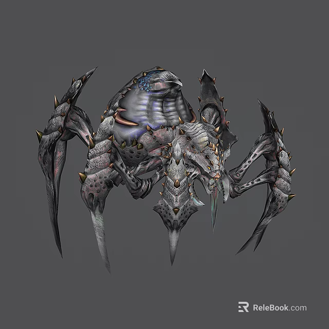 Spiked Armored Monster Creature With Multiple Claws And Dark Exoskeleton Game Movie Character 3d model 