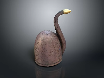 Swan Shaped Decoration With Brown Spotted Body And Yellow Head 3d model