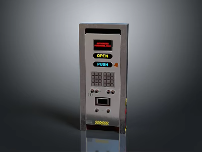 Electronic Control Device With Metal Casing Digital Display Push Button And Open Indicator 3d model