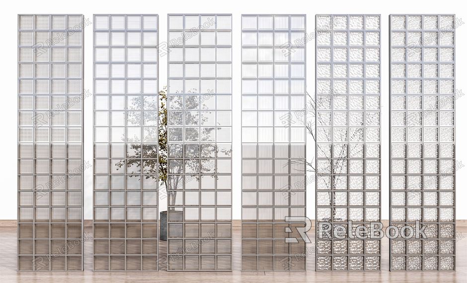 Modern Partition Glass Brick Glass Partition Changhong Glass Crystal Brick Glass Screen Art Glass model