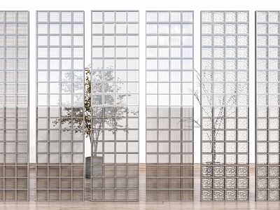 Modern Partition Glass Brick Glass Partition Changhong Glass Crystal Brick Glass Screen Art Glass model