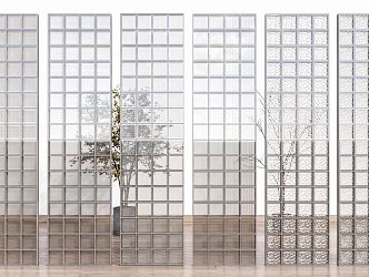 Modern Partition Glass Brick Glass Partition Changhong Glass Crystal Brick Glass Screen Art Glass 3d model