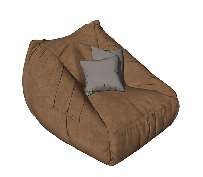 Cozy Brown Bean Bag Chair with Soft Gray Pillow for Comfortable Living Space 3d model