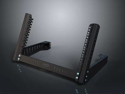 Black Metal Rack With Multiple Holes And L Shaped Linear Structure Design 3d model