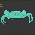 Brown Crab With Large Claws Long Legs And Reflection On Gray Background 3d model