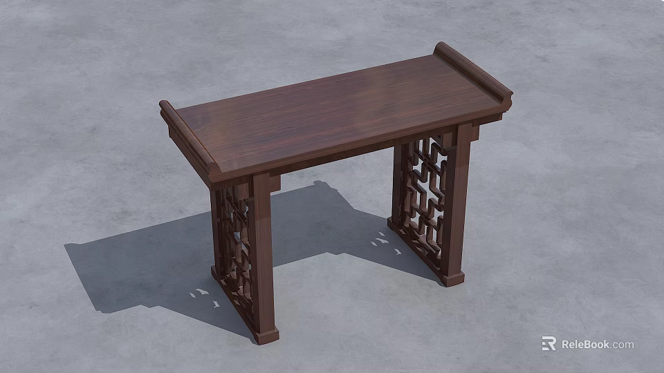 Solid Wood Console Table With Intricate Carved Legs And Classic Design 3d model