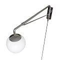 Modern Wall Lamp With Adjustable Metal Arm And White Globe Shade 3d model