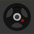 Black Weight Plate With Red Dot And Central Hole For Fitness Equipment