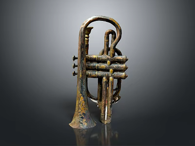 Vintage Brass Musical Horn As Decorative Household Item For Home 3d model