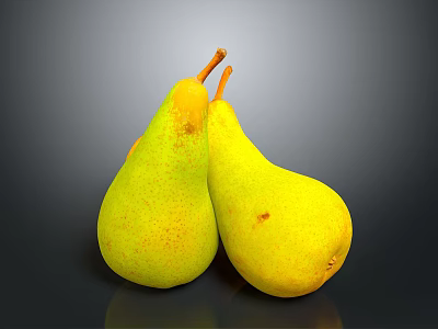 Fresh Juicy Ripe Yellow Pears With Smooth Skin On Dark Surface 3d model