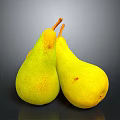 Fresh Juicy Ripe Yellow Pears With Smooth Skin On Dark Surface