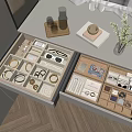 Organized Jewelry Storage in Drawer with Tray and Compartment Holders