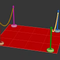 Red Square Carpet Display With Gold Stanchions And Red Ropes Setup 3d model