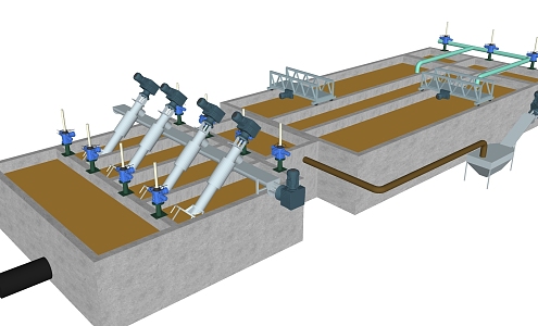 SU model of regulating basin and lifting pump 3d model