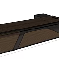 Modern Wooden Office Desk With Brown Chevron Pattern And Silver Metal Accents