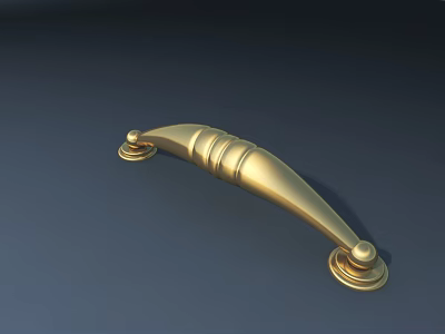Elegant Golden Curved Handle With Decorative Details For Furniture Cabinet 3d model