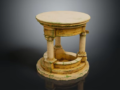 Ancient Classical Circular Stone Pedestal With Decorative Columns And Ornate Base Design 3d model
