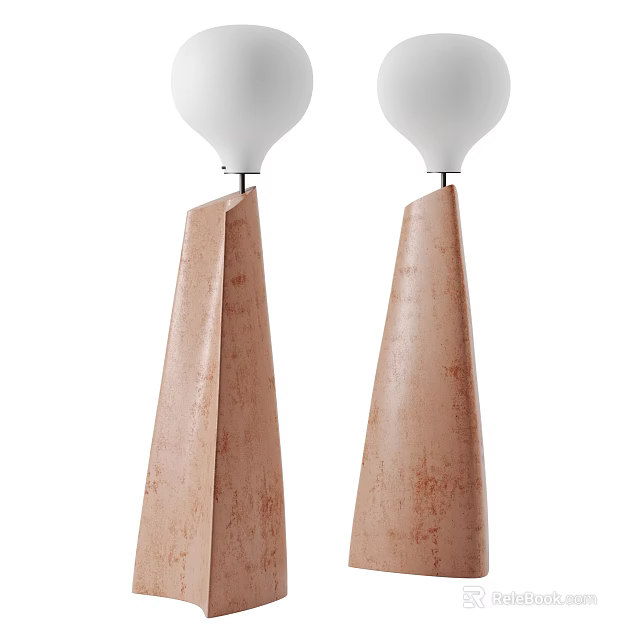 Modern Floor Lamp With Textured Brown Ceramic Base And White Globe Light Shade 3d model