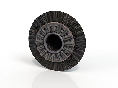 Industrial Brush Wheel With Black Fiber Structure Central Hole And Metal Frame 3d model