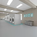 Bright Modern Spacious Commercial Laundry Workshop With Neatly Arranged Industrial Washing Machines And Related Facilities