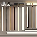 Modern Lighting Fixture Combination With Strip Lights Downlights And Spotlights In Various Designs