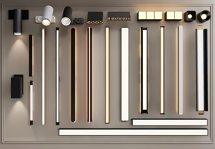 Modern lighting combination wall lamp combination strip wall lamp downlight spotlight 3d model