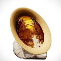 Home Decor Decorative Ornament Set Bowl Shaped Landscape Painting Trees Pathway Street Lamp Warm Base