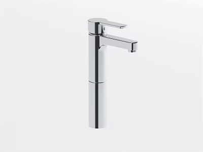 Modern Chrome Plated Faucet With Single Handle And Sleek Spout Design 3d model