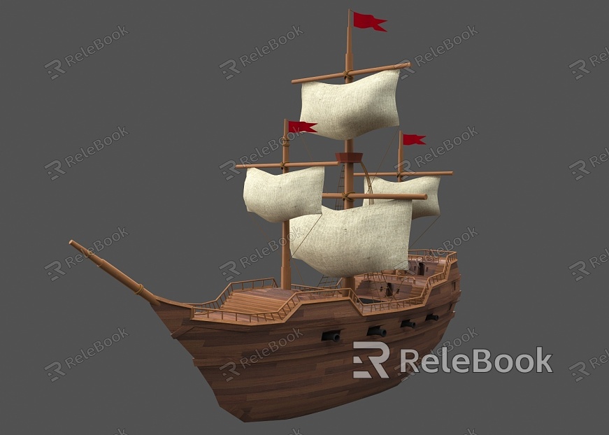 Pirate Ship Medieval Ship Pirate Ship Scene Sailing Fishing Boat Yang Fan Ancient Ship Large Ship Cargo Ship Ancient Navy Warship model