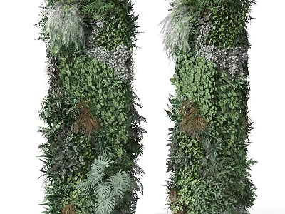 Lush Indoor Outdoor Living Plant Wall With Diverse Foliage And Vertical Green Design 3d model