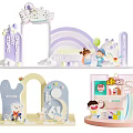 Birthday Banquet Meichen Children's Meichen Landscape Sicks Cartoon Meichen Activity Set Queuing Meichen 3d model