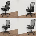 Ergonomic Office Chair With Mesh Back Adjustable Armrests And Wheels In Multiple Angles 3d model