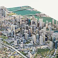 Aerial View Planning of Modern Urban Layout With High Rise Buildings and Waterfront