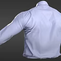 White Formal Long Sleeve Shirt with Collared Design and Reflective 3d model
