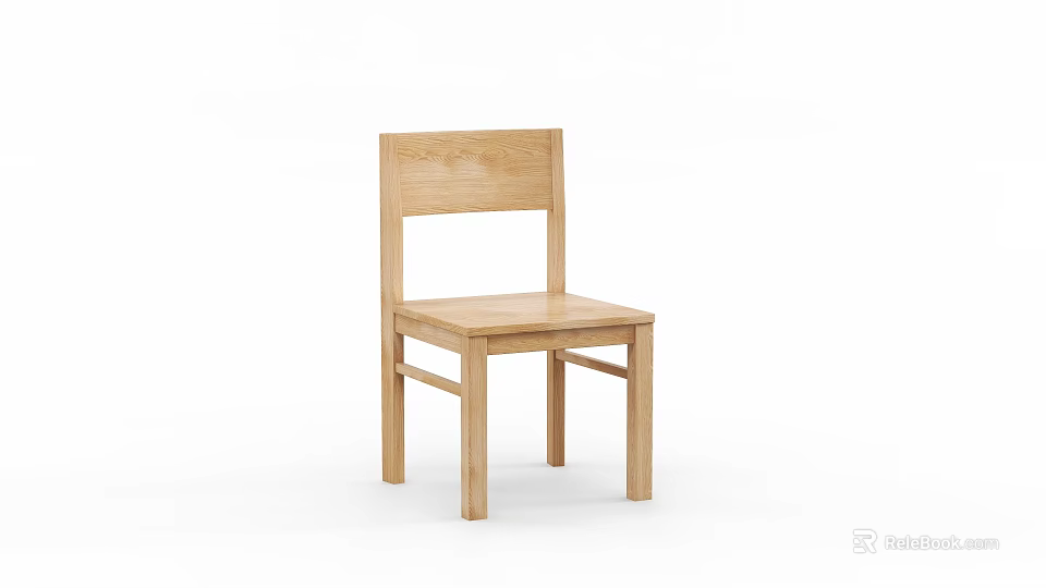 Wooden Single Chair With Simple Design Light Brown Finish For Home Dining Use 3d model 