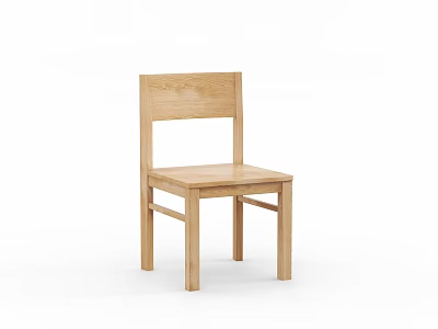 Wooden Single Chair With Simple Design Light Brown Finish For Home Dining Use 3d model