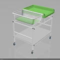 Two Tier White Baby Care Trolley With Green Mattress Transparent Storage And Wheels