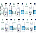 Refreshing Bottled Water In Transparent Bottles With Various Colored Caps And Labels